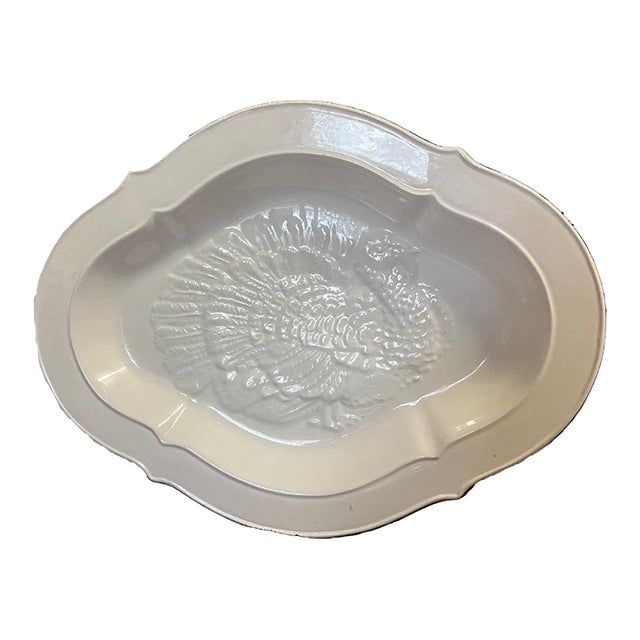 1970s Large Stately Ceramic Turkey Platter, Made in Italy Relief For Sale