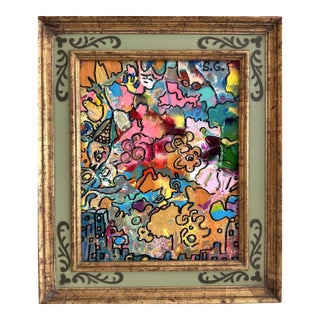 Serg Graff "Sleeping City" Abstract Acrylic Painting Framed Outsider Art Coa For Sale