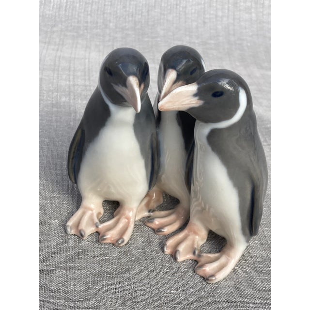 Mid 20th Century Vintage Royal Copenhagen Penguin Trio Porcelain Figurine For Sale - Image 5 of 12
