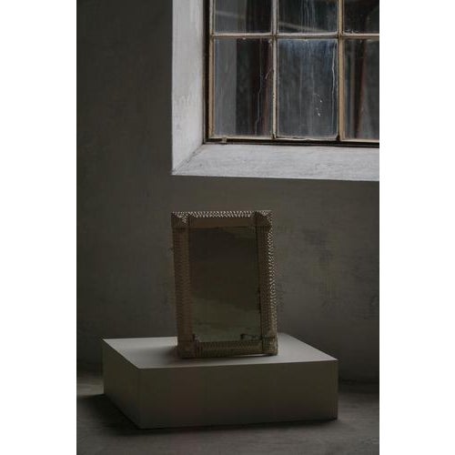 Hand-Carved Tramp Art Style Wall Mirror with White Painted Frame, Early 1900s For Sale - Image 18 of 18