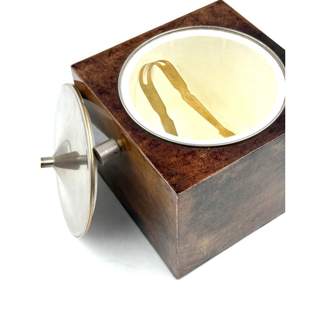 1950s Mid-Century Brown Parchment Ice Bucket, Aldo Tura, Italy For Sale - Image 15 of 15