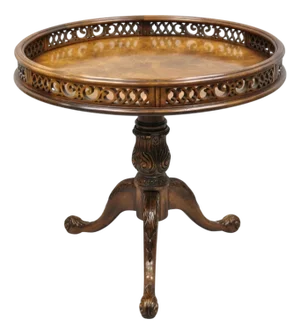 Late 20th Century Georgian Chippendale Fretwork Gallery Round Mahogany Occasional Side Table