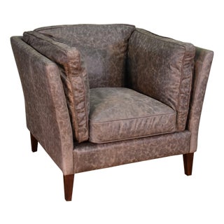 Kenmore Leather Arm Chair - Grey For Sale