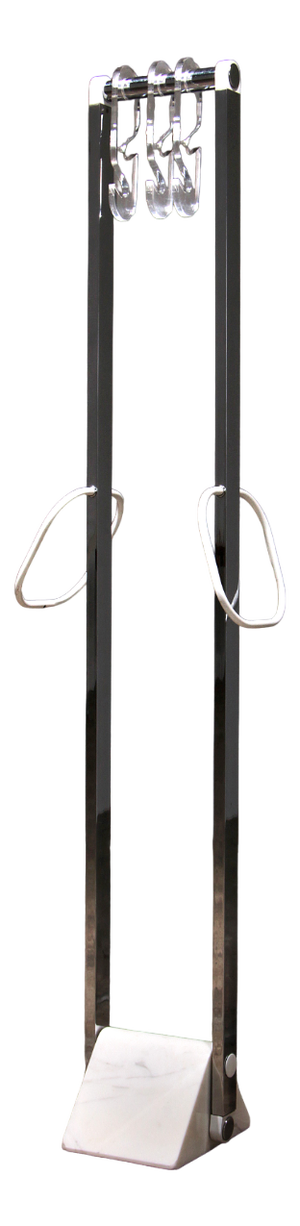 Italian Coat Rack with White Marble Base and Chrome Uprights, 1970s