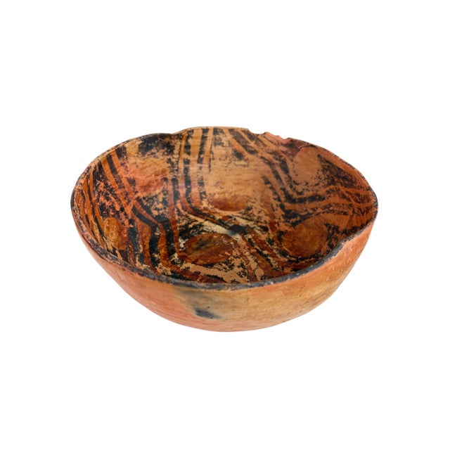 Tribal Vintage Amazonian Wauja Indigenous Redware Ceramic Bowl Brazil For Sale - Image 3 of 8