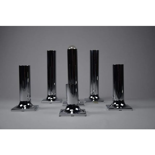 Chroome Ceiling Lamps attributed to Rolf Krüger for Staff, 1960s, Set of 6 For Sale - Image 12 of 12