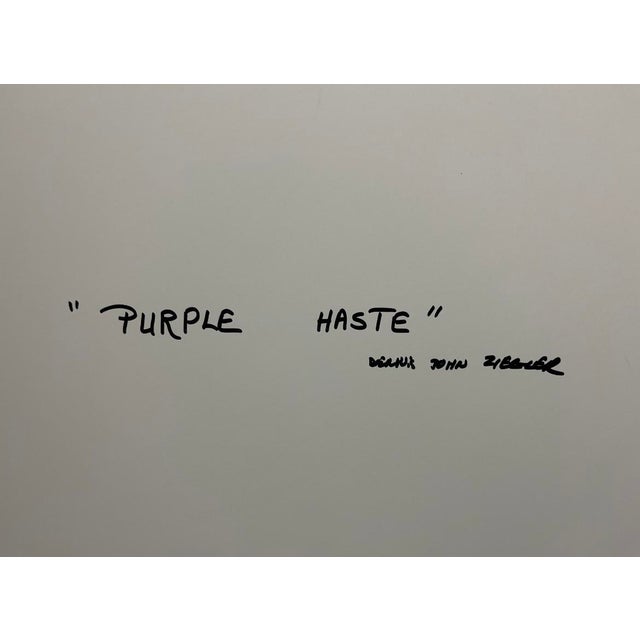 2010s Dennis John Ziegler "Purple Haste" Painting in Black Frame For Sale - Image 5 of 5
