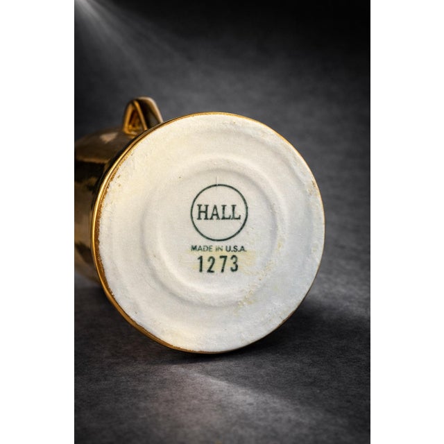 Vintage Mid-Century Hall China Gold Luster Pedestal Irish Coffee Mugs — Pair, Model 1273 — Made in Usa For Sale In Los Angeles - Image 6 of 8