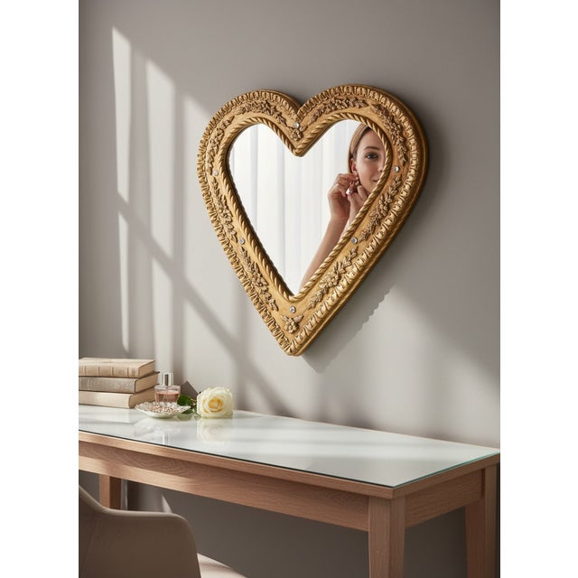 Italian Gold Gilded Carved Wooden Mirror, 1980s For Sale - Image 9 of 10