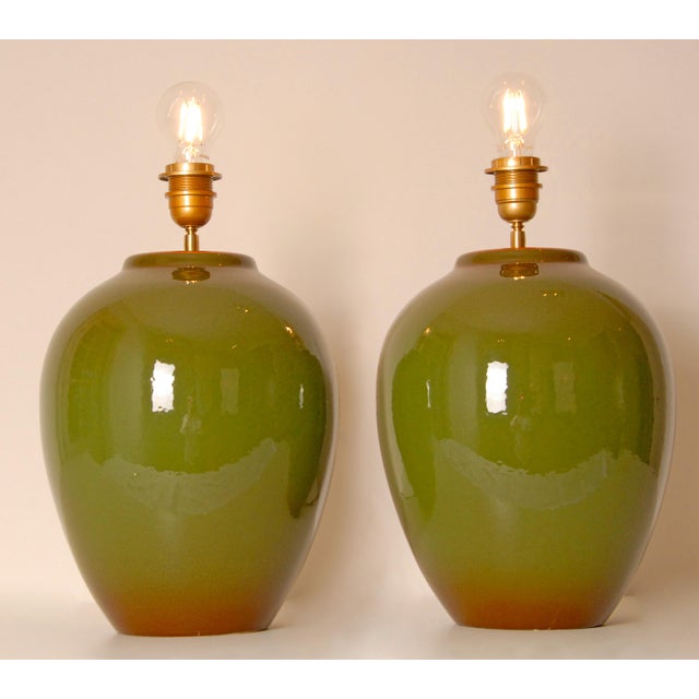 Textile Vintage French Table Lamps in Ceramic from Kostka, 1970s, Set of 2 For Sale - Image 7 of 12