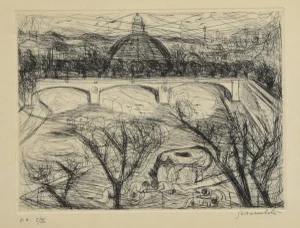 View of Rome - Original Etching by N. Gattamelata - Late 20th Century Late 20th Century