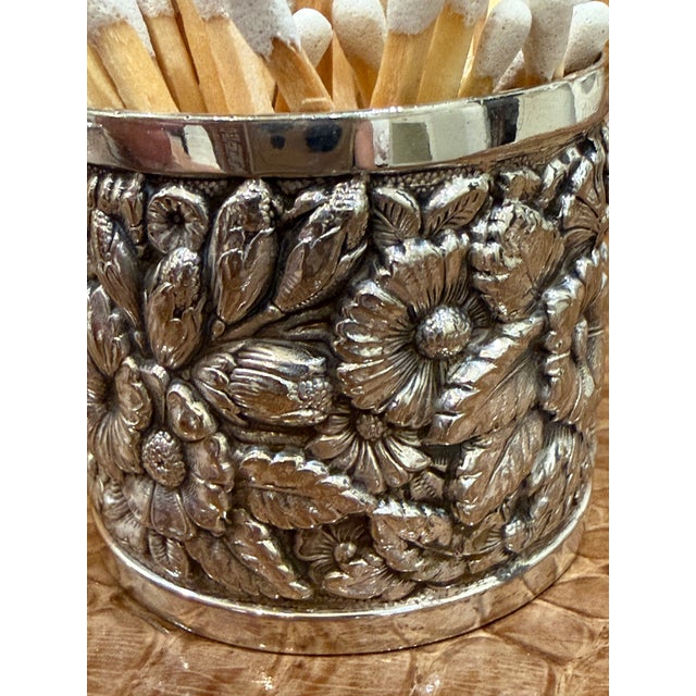 Tiffany & Co 19th C Silver Repousse Match Holder For Sale - Image 9 of 9