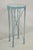 Vintage Postmodern Blue Wrought Iron "Skyscraper" Glass Top Pedestal Stand Side Table. Circa Late 20th Century....