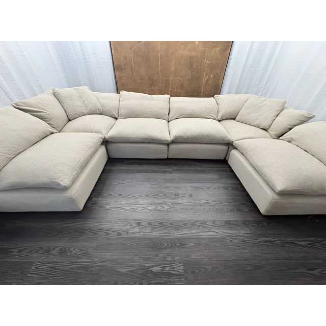 Rh Cloud Modular Sectional 6-Piece Configuration | Perennials® Performance Textured Linen Weave | Warm Neutral For Sale - Image 17 of 18