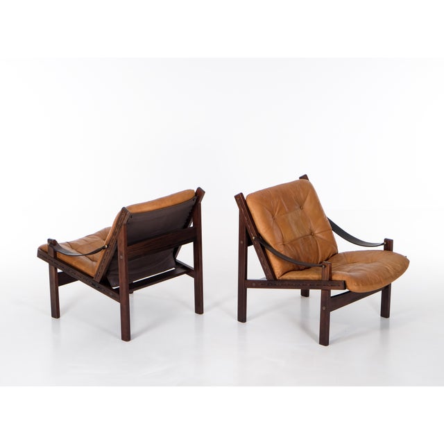 Brown Set of Hunter Easy Chairs attributed to Torbjørn Afdal, 1970s For Sale - Image 8 of 14