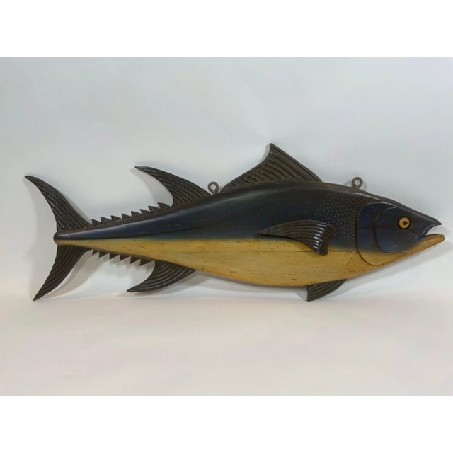 Carved and Painted Tuna Fish Carving For Sale - Image 4 of 10
