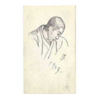 1907 Drawing of a Japanese Man For Sale