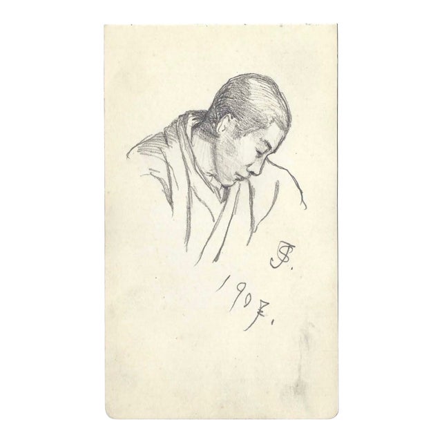 1907 Drawing of a Japanese Man For Sale