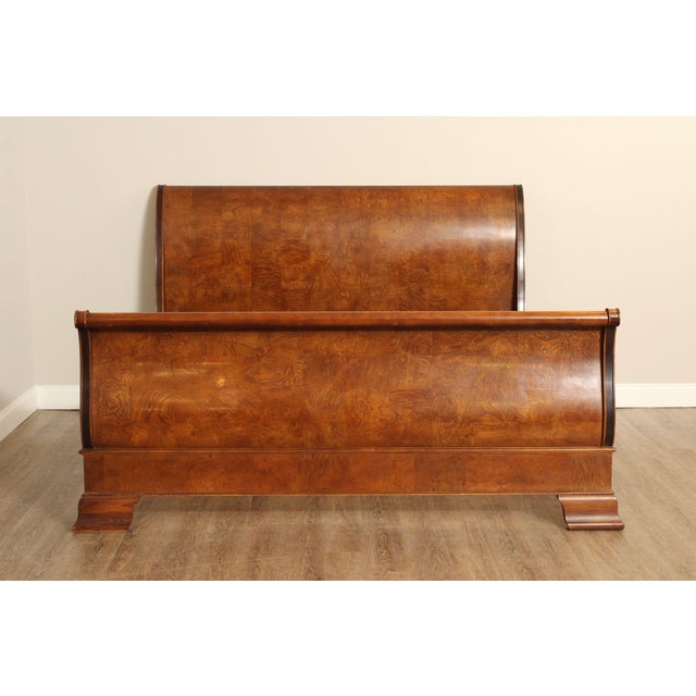 Henredon Charles X Burl Wood King Sleigh Bed | Chairish