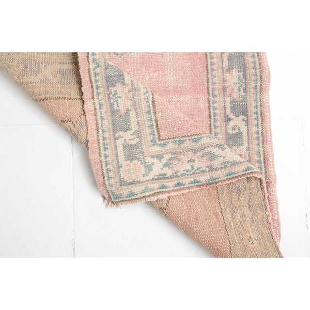 Low Pile Vintage Pink Runner Rug For Sale - Image 9 of 10