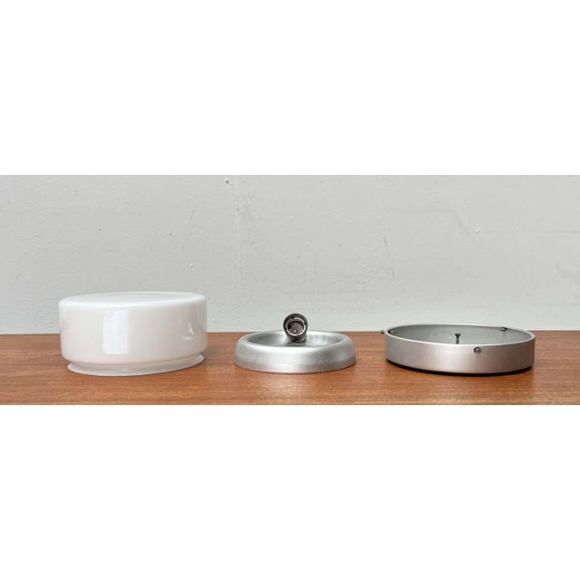 Silver Mid-Century Modern Minimalist Flush Mount SLO Sähköliikkeiden Oy Finland, 1960s For Sale - Image 8 of 17