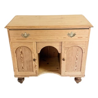 Antique English Pine Sideboard Cabinet Desk For Sale