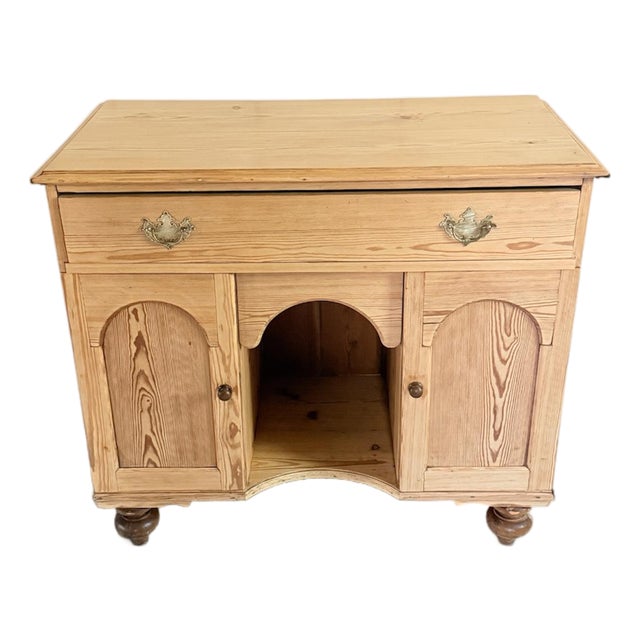 Antique English Pine Sideboard Cabinet Desk For Sale