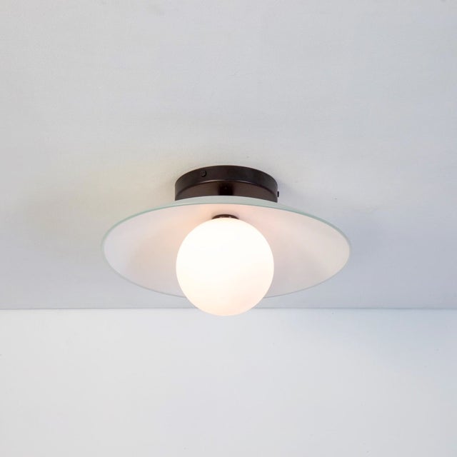 Contemporary Dish Flush Mount, 5in Glass Globe, Modern Led Ceiling Light, by Research.Lighting For Sale - Image 3 of 9