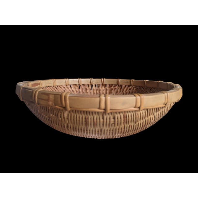 Vintage Split Reed Winnowing Basket Catchall Bowl 11.5" Wide by 11.75" Deep by 4" Tall Use as a Textural, Organic Element...