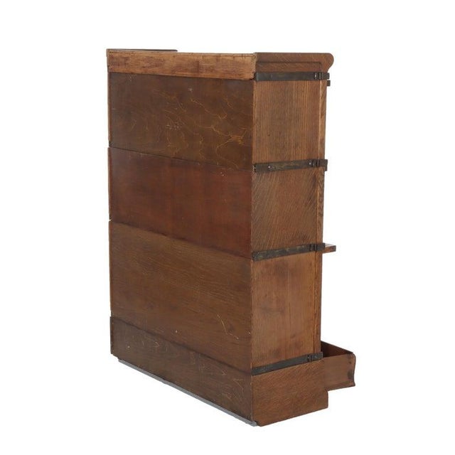 Antique Globe Wernicke Arts & Crafts Oak 3-Stack Barrister Bookcase C1920 For Sale - Image 10 of 11