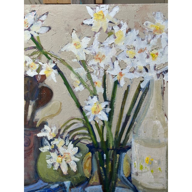 Expressionist Still Life Daffodils Original Oil Painting Hartman For Sale - Image 10 of 11