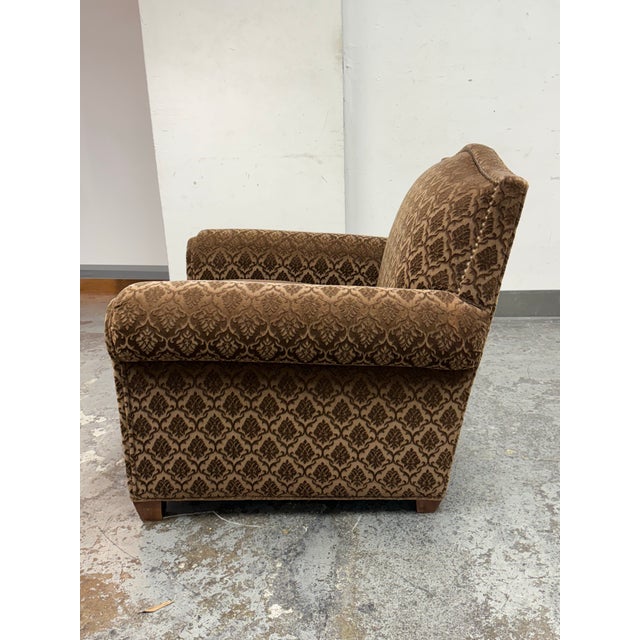 Custom Design Cut Mohair + Suede Lounge Chair + Nailhead Trim For Sale - Image 4 of 12