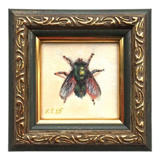 Fly Framed Insect Original Painting by Valeriya Serova For Sale
