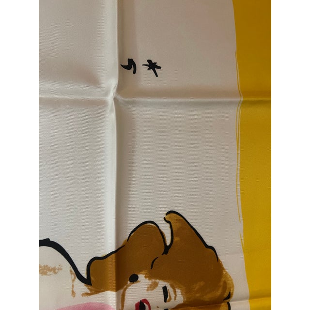 Bright Pink Christian Dior, Silk Vintage Scarf, Featuring René Gruau High Fashion Illustration For Sale - Image 8 of 9