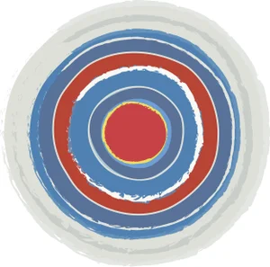 "Circles in Blue and Red" Contemporary Fine Art Print by Melinda Cox 20" X 20"