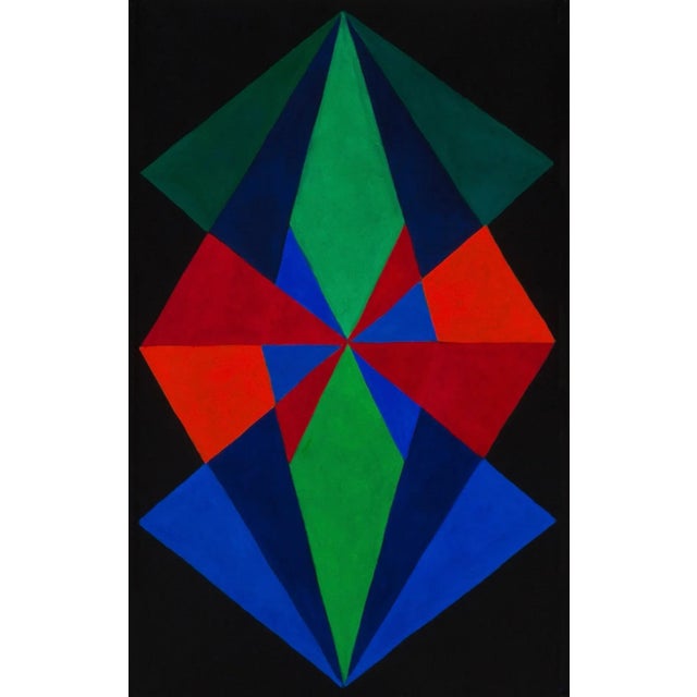 "Shields on Black #1” Abstract Oil Painting, by Mary Alice Copp, 5 Panels For Sale - Image 4 of 6