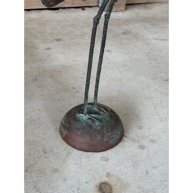Vintage Handcrafted Copper Heron Sculpture With Verdigris Patina For Sale - Image 11 of 11