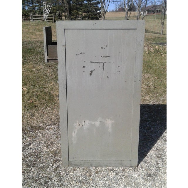 Antique Wooden 4 Drawer File Cabinet Painted Navy Gray 1940s For Sale - Image 17 of 18