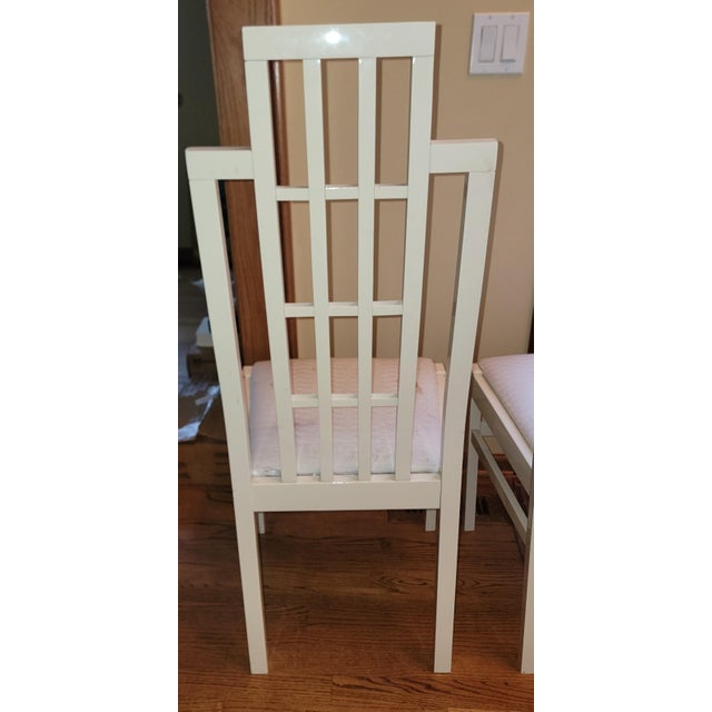 Paint 1970s Abel Gonzalez White Lacquer Modern Tall Back Dining Room Chairs For Sale - Image 7 of 18