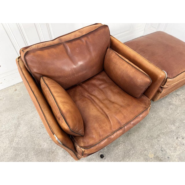 1980s Set of Vintage Club Chair and Ottoman from Roche Bobois, 1980s For Sale - Image 5 of 9