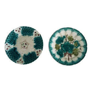 French Majolica Plates, a Pair For Sale