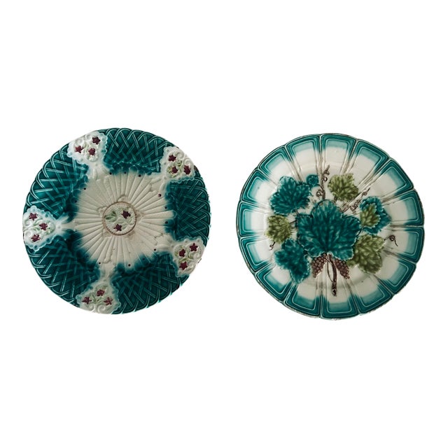 French Majolica Plates, a Pair For Sale