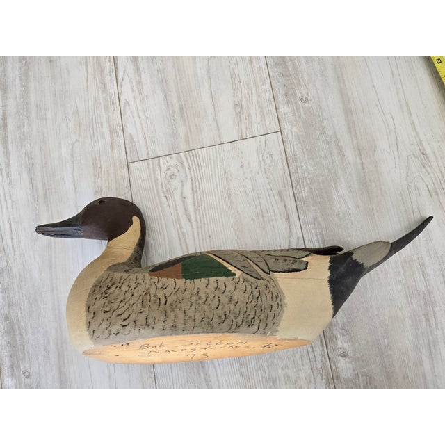 1975 Bob Sitton Hand-Carved Northern Pintail Life-Size Duck Decoy - Rare First Year For Sale - Image 10 of 12