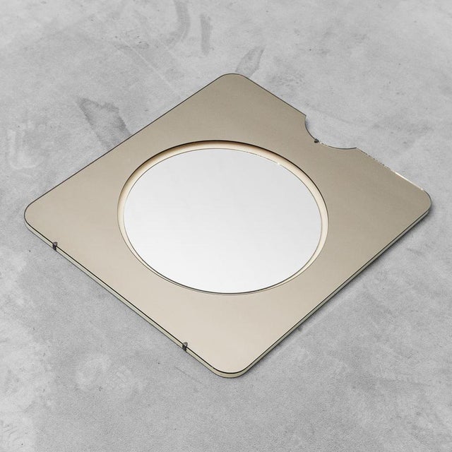 Glass Vintage Smoked Wall Mirror, 1970s For Sale - Image 7 of 7