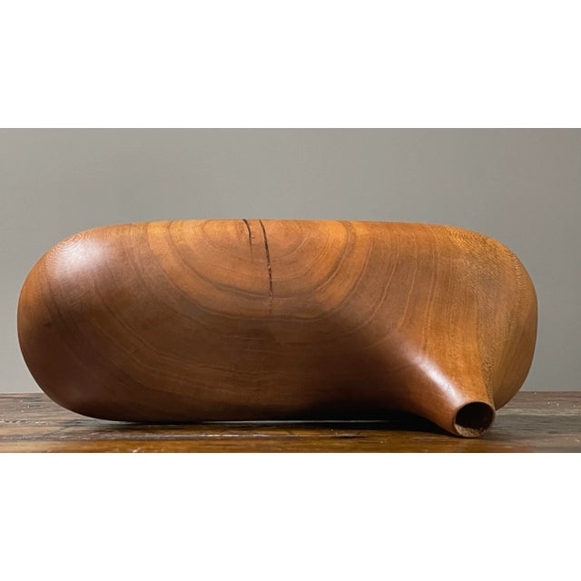 Wood Biomorphic Postmodernist Studio Craft Hand Carved Cherry Wood Vessel For Sale - Image 7 of 12