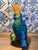Late 20th Century Late 20th Century Vintage Large Parrot Cockatoo on Perch Glazed Ceramic Bird Sculpture in Vibrant Blue and Orange Polychrome For Sale - Image 5 of 10