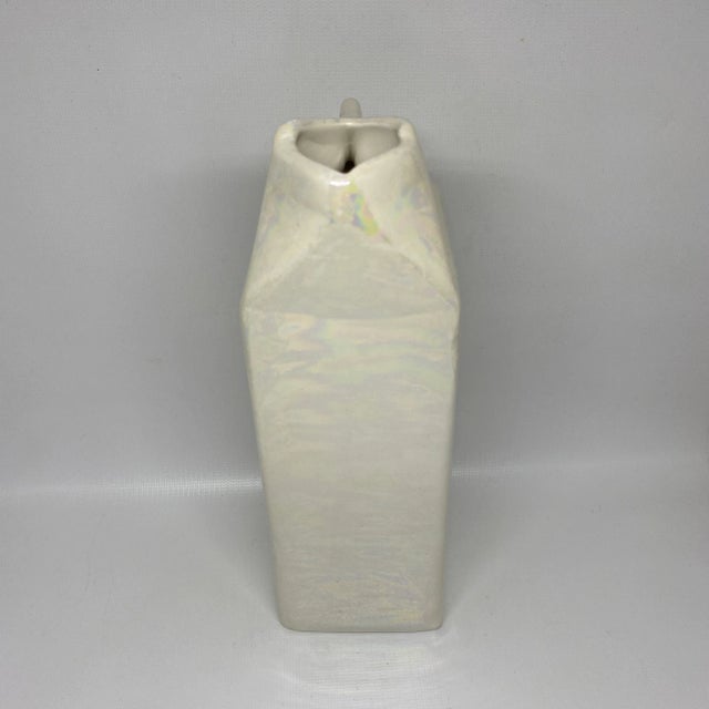 Vintage Iridescent Ceramic Milk Carton Vase For Sale - Image 10 of 13