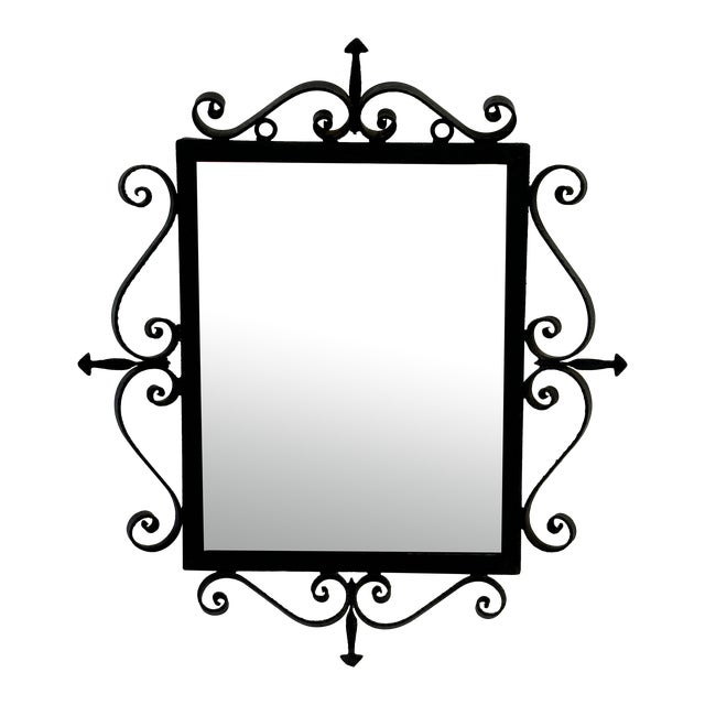 1960s Wrought Iron Wall Mirror For Sale