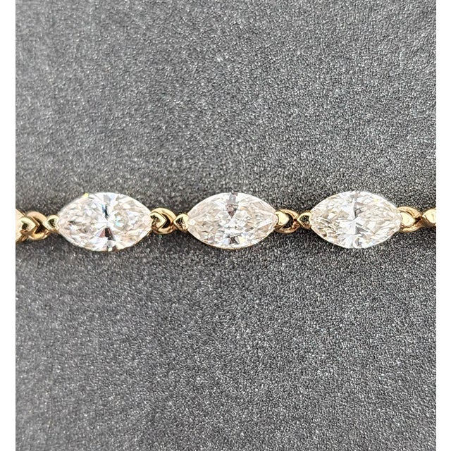 Early 21st Century 5.09 Ct Marquise Shaped Tennis Bracelet For Sale - Image 5 of 8