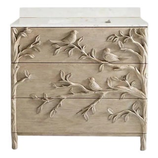 Handcarved Lombok Single Bathroom Vanity Carving Inspired Cutouts For Sale